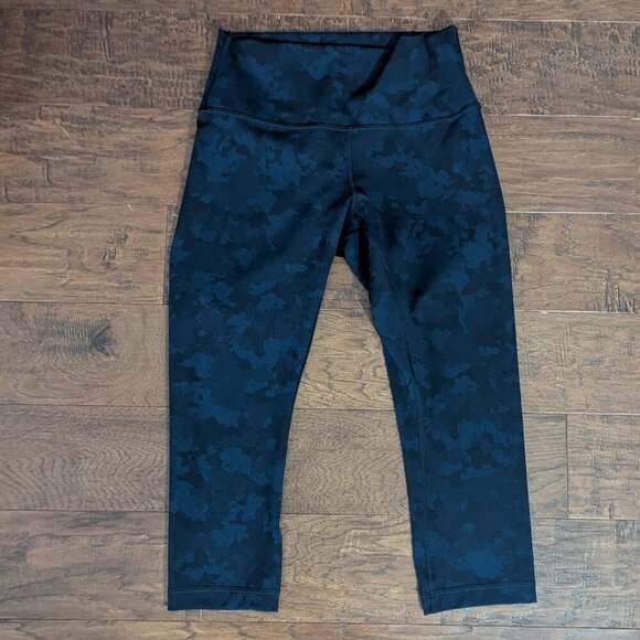 Lululemon Wunder Under Crop Hi Rise Camouflaged Midnight Navy 8 - Picture 3 of 8